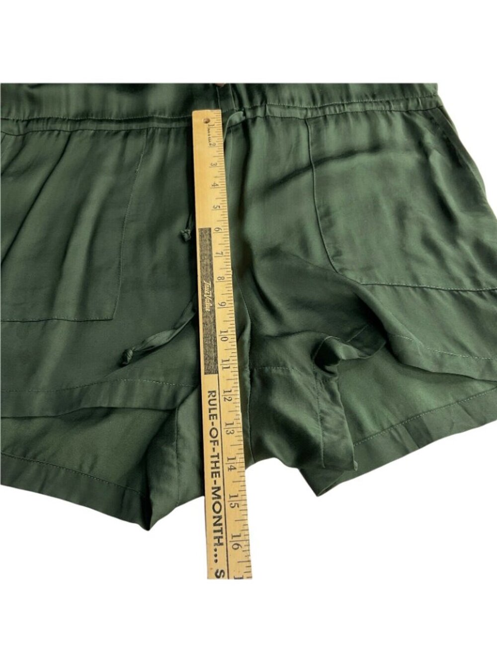 Chaser Romper Womens Size M Green Silky Feel Drawstring Shorts Button Up Nwt $88 - Picture 8 of 9